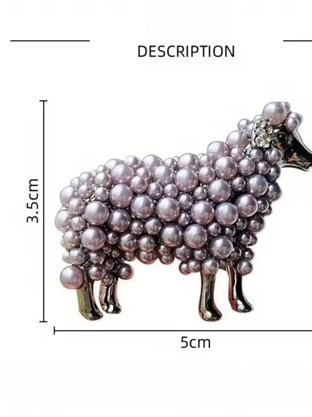 Pearl-Encrusted Lamb Brooch - Gold & White